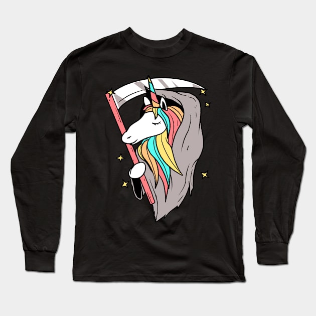 Unicorn Grim Reaper Long Sleeve T-Shirt by DRIPCRIME Y2K